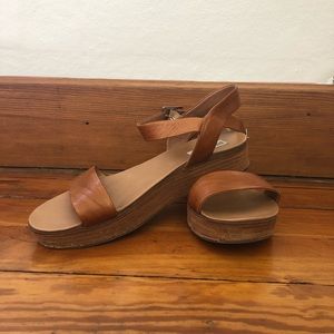 Brown Leather Steve Madden Platform Sandals